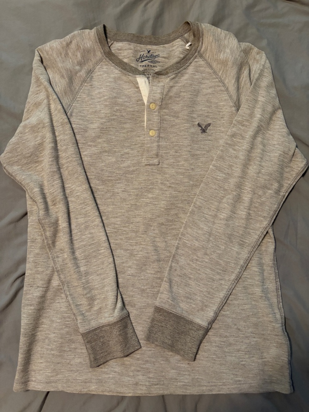 Heritage Long Sleeve Henley Shirt - Light Gray